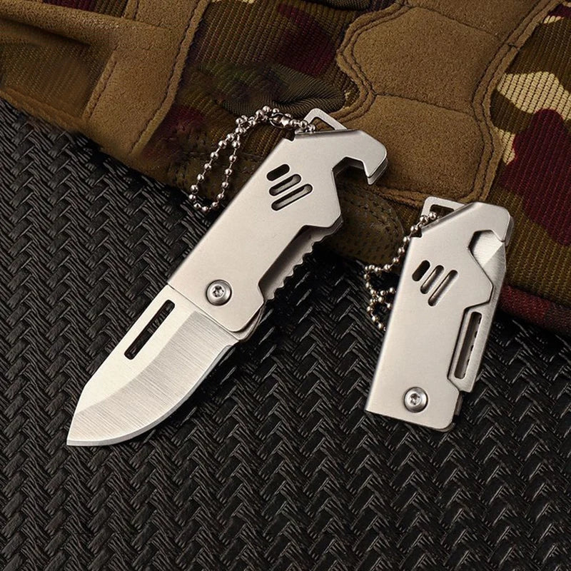 Mini Folding Knife D2 Steel Portable Camping Survival Knife Pocket Folding Knife Self-defense Knife Keyknife Keychain Pendant