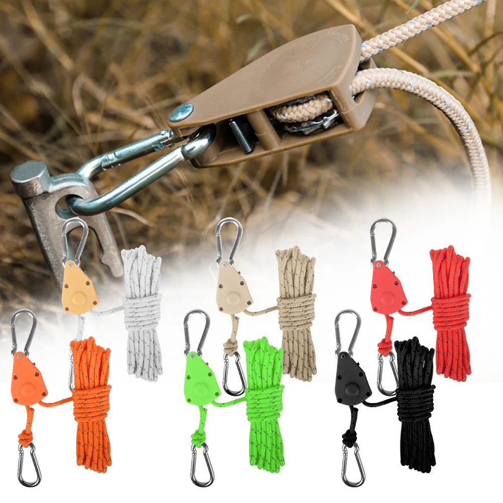 Secure and Fast Locking Tent Rope Hanger, Adjustable Lanyard Pulley Hook, Perfect for Outdoor Adventures and Sleeping Bags