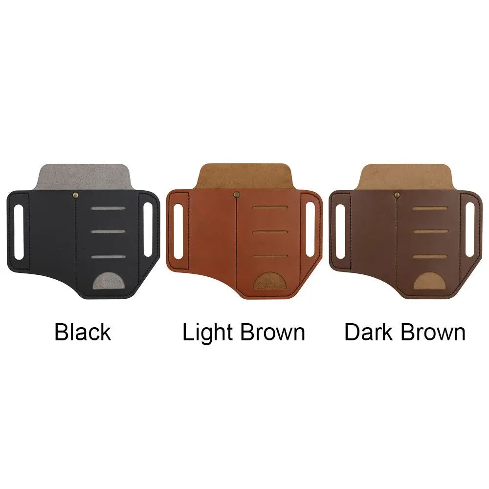 Outdoor Equipment Leather Sheath Holder Pocket Hunt Camp Outdoor Carry Belt Loop Case Flashlight Case Fold Knife Tool