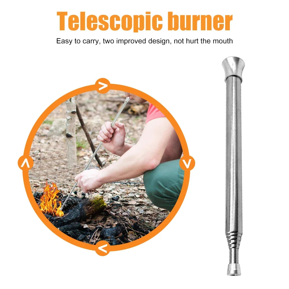 Outdoor Cooking Blow Fire Tube Portable Camping Fire Pipe Survival Tools Portable Fire Starter Tube Retractable Camping Blowpipe