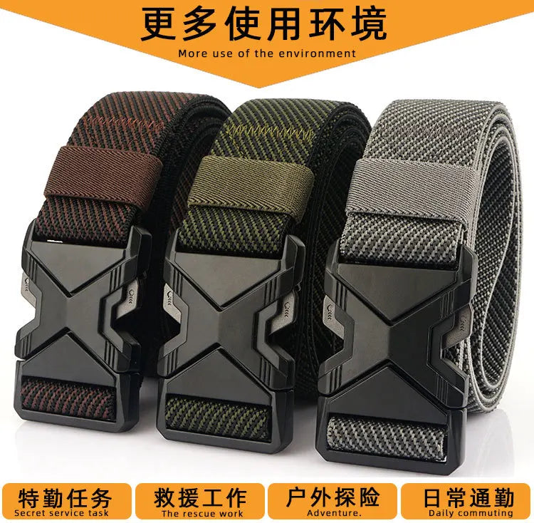 New Quick Release Metal Pluggable Buckle Tactical Belt Breathable Elastic Belts For Men Stretch Pants Waistband Hunting