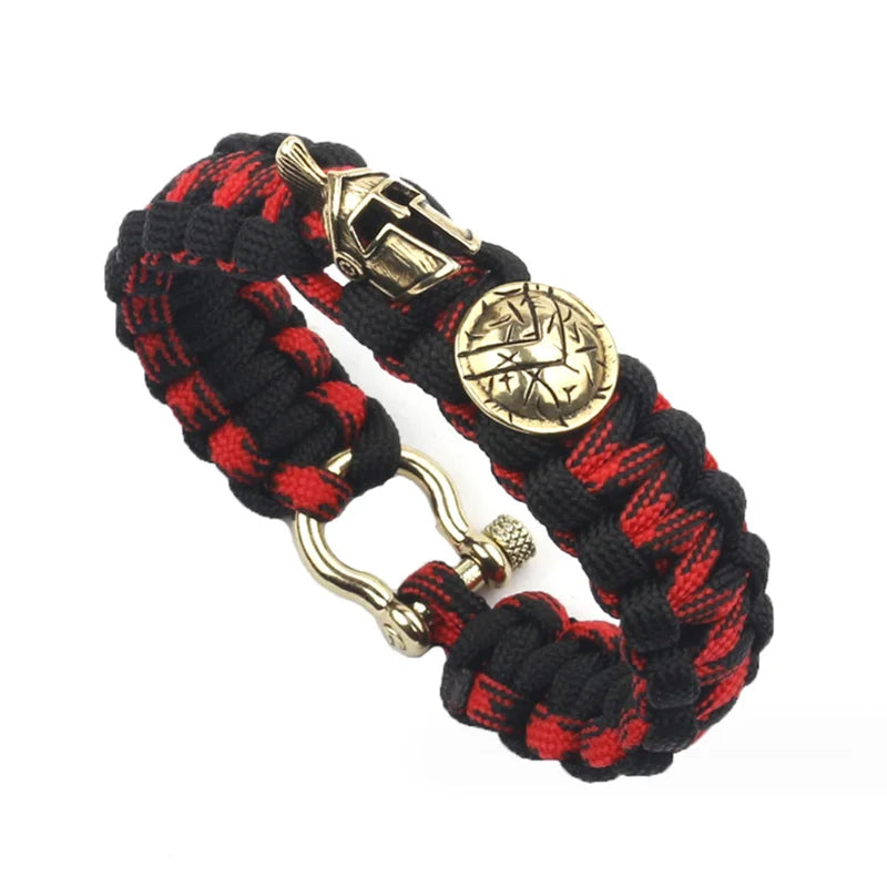 Outdoor Spartan Warrior Helmet Lanyard Bracelets Men Antique Vikings Accessories Survival Paracord Bangles homme Handmade