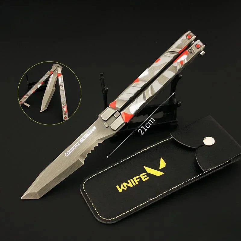 Butterfly Knife-Camouflage 21cm Red Alloy Throwing Knife Weapon Model Toy Valorant Peripheral Reconnaissance