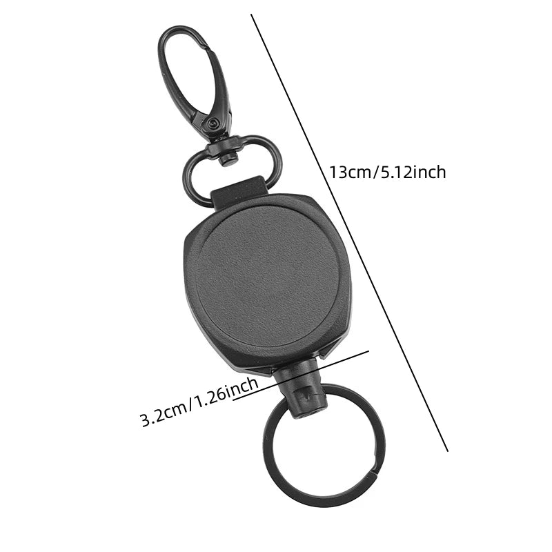 Heavy Duty Retractable Key Chains Pull Reel Carabiner Strong Steel Wire Rope Buckle Spring Key Ring Outdoor Sporty Keychain Tool