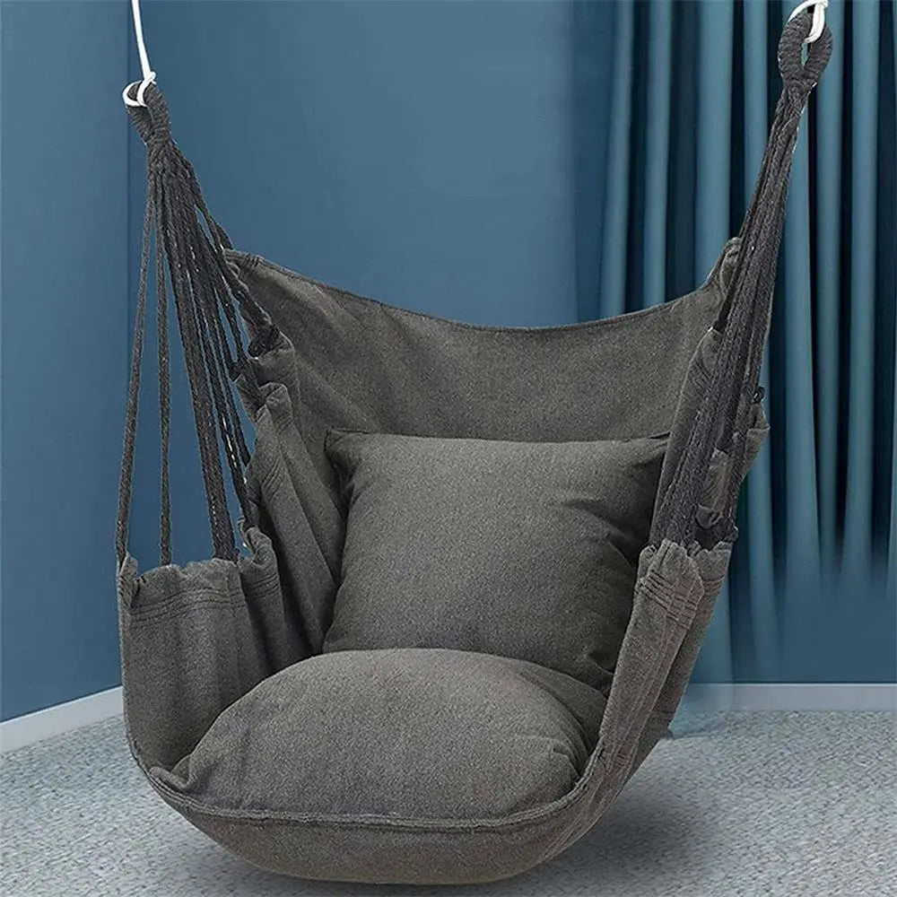 Portable Outdoor Camping Hammock Chair Canvas Swing Hanging Chair Leisure Lazy Rocking Chairs For Patio Garden Balcony Bedroom