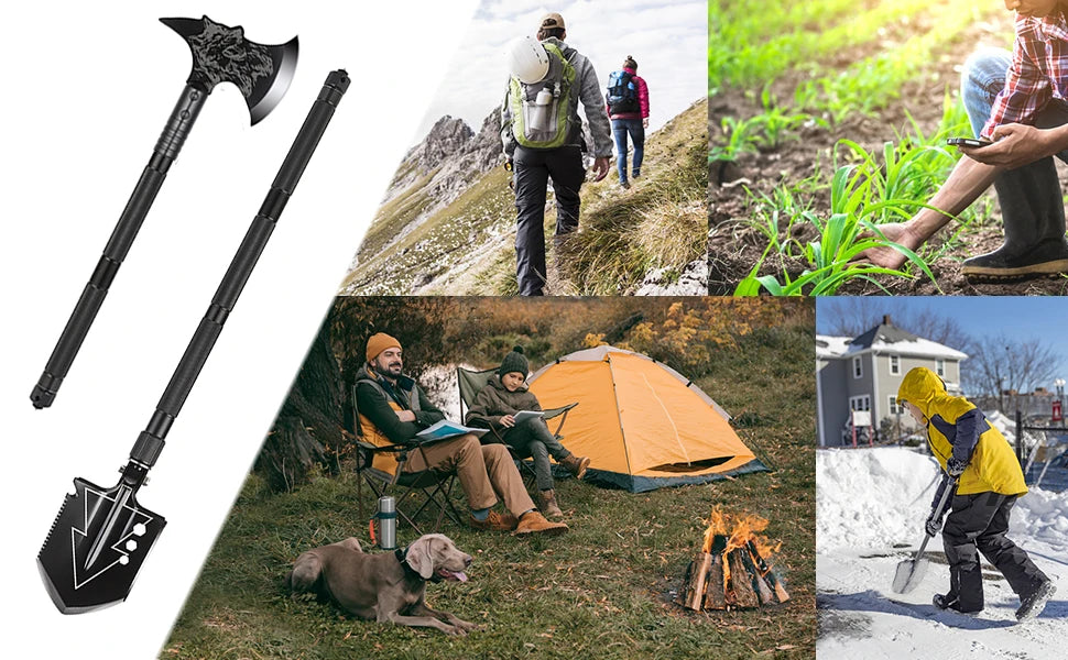 Folding Camping Ax Shovel Set Portable Multi-Function Tool Survival Kits Military Shovel Outdoor Ax With Tactical Waist Pack