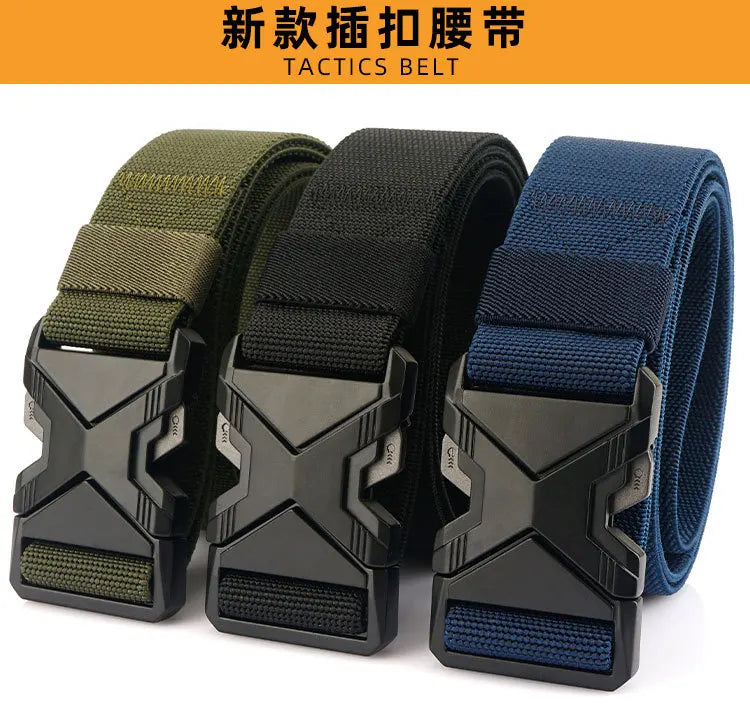 New Quick Release Metal Pluggable Buckle Tactical Belt Breathable Elastic Belts For Men Stretch Pants Waistband Hunting