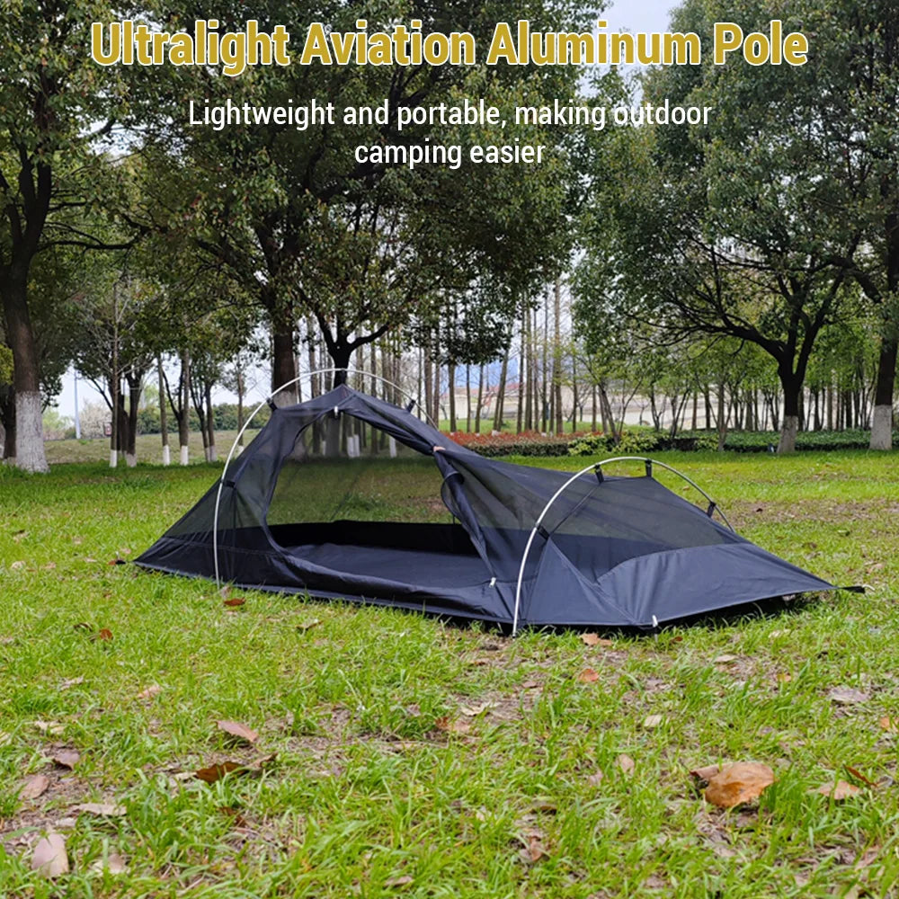 Backpacking Tent 1 Person Ultralight Aluminum Pole Stormproof Camping Tent Suitable for Four Seasons Single Person Tent