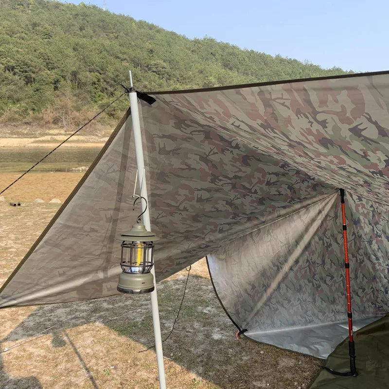 19 Hanging Points Camping Tarp Set 3x3 4x4 Waterproof Outdoor Sun Shelter Backpacking Hiking Black Car Side Awning Camo Tarp 3x4