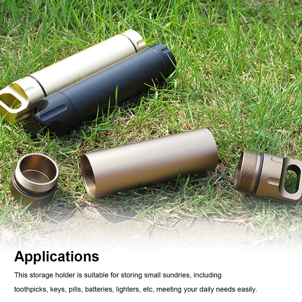 Dry Bottle Outdoor Seal Portable Keychain Case Container Holder Emergency Survival Toothpick Organizer Champagne