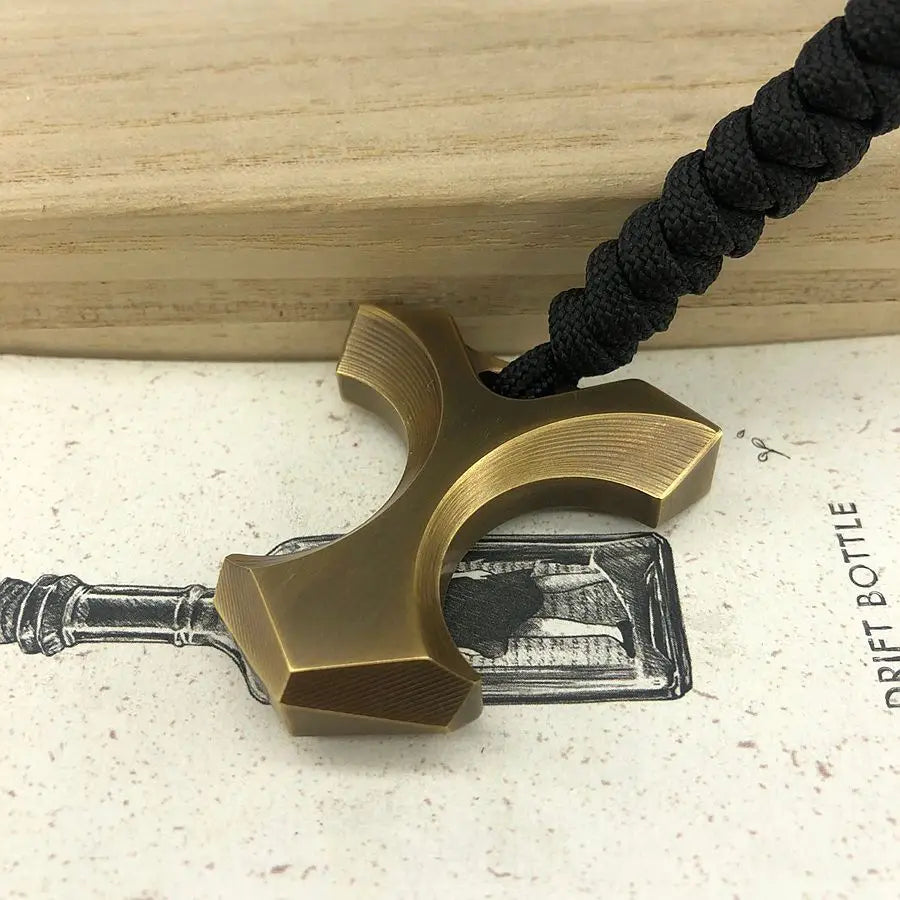 Brass Outdoor EDC Tactical Tool Multifunctional Men's Necklace Pendant Keychain Partner Emergency Window Breaker Safe Secure