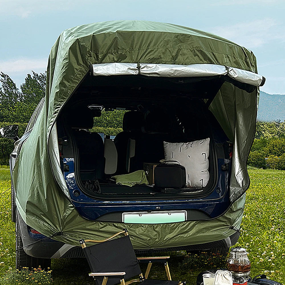 Outdoor Car Rear Tent Camping Picnic Car Rear Tent with Canopy Car Rear Extension Tent Sunshine-Proof Rain-Proof Car Rear Tent