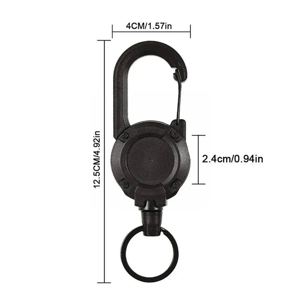 Outdoor Automatic Heavy Duty Retractable Wire Rope Luya Anti-theft Tactical Carabiner Keychain Telescopic Hook Tool Camping Gear