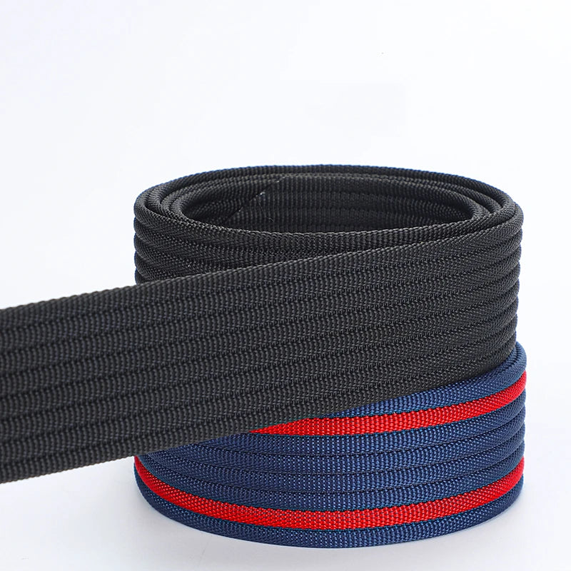 buckle canvas belt for men's business, nylon non perforated and non perforated belt for students, extended outdoor woven jeans b