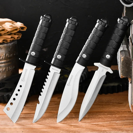 Stainless Steel Outdoor Survival Knife Portable Camping EDC Pocket Knife Multi-purpose Cutting Knife for Self Defense Hiking BBQ