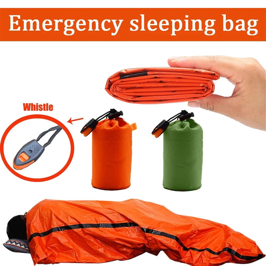 1pcs Portable Waterproof Emergency Survival Sleeping Bag Outdoor Camping Gear Thermal Sack First Aid Rescue Kit Mylar Blanket