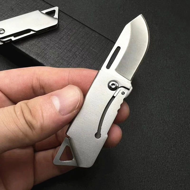 Mini Folding Knife D2 Steel Portable Camping Survival Knife Pocket Folding Knife Self-defense Knife Keyknife Keychain Pendant