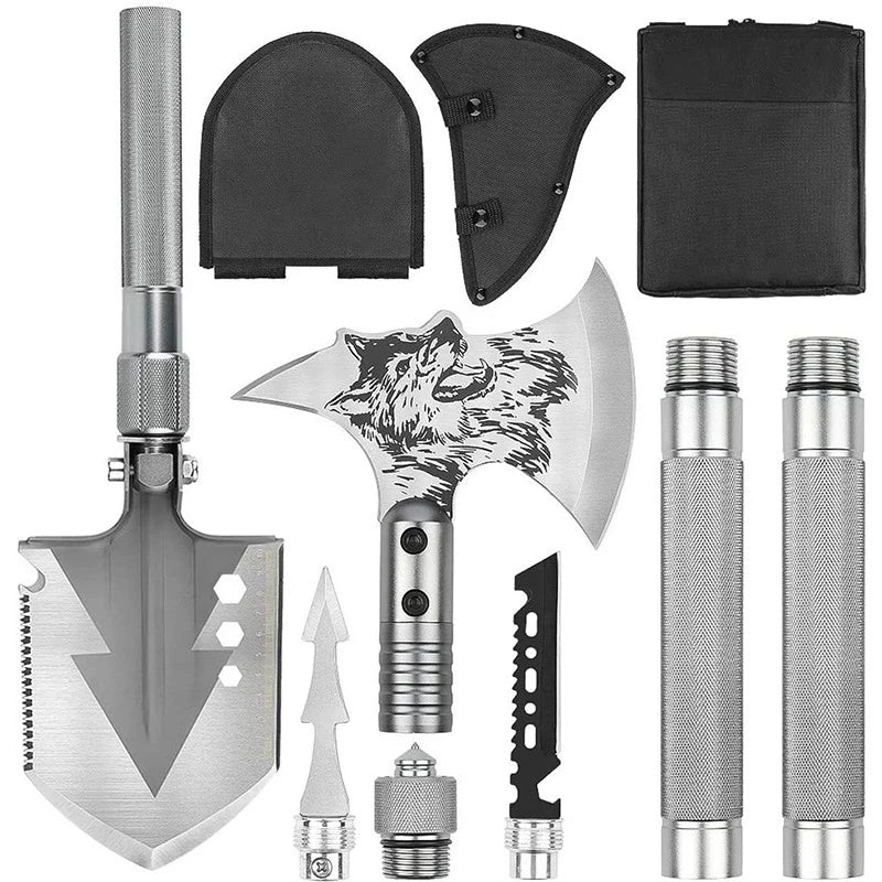 Folding Camping Ax Shovel Set Portable Multi-Function Tool Survival Kits Military Shovel Outdoor Ax With Tactical Waist Pack