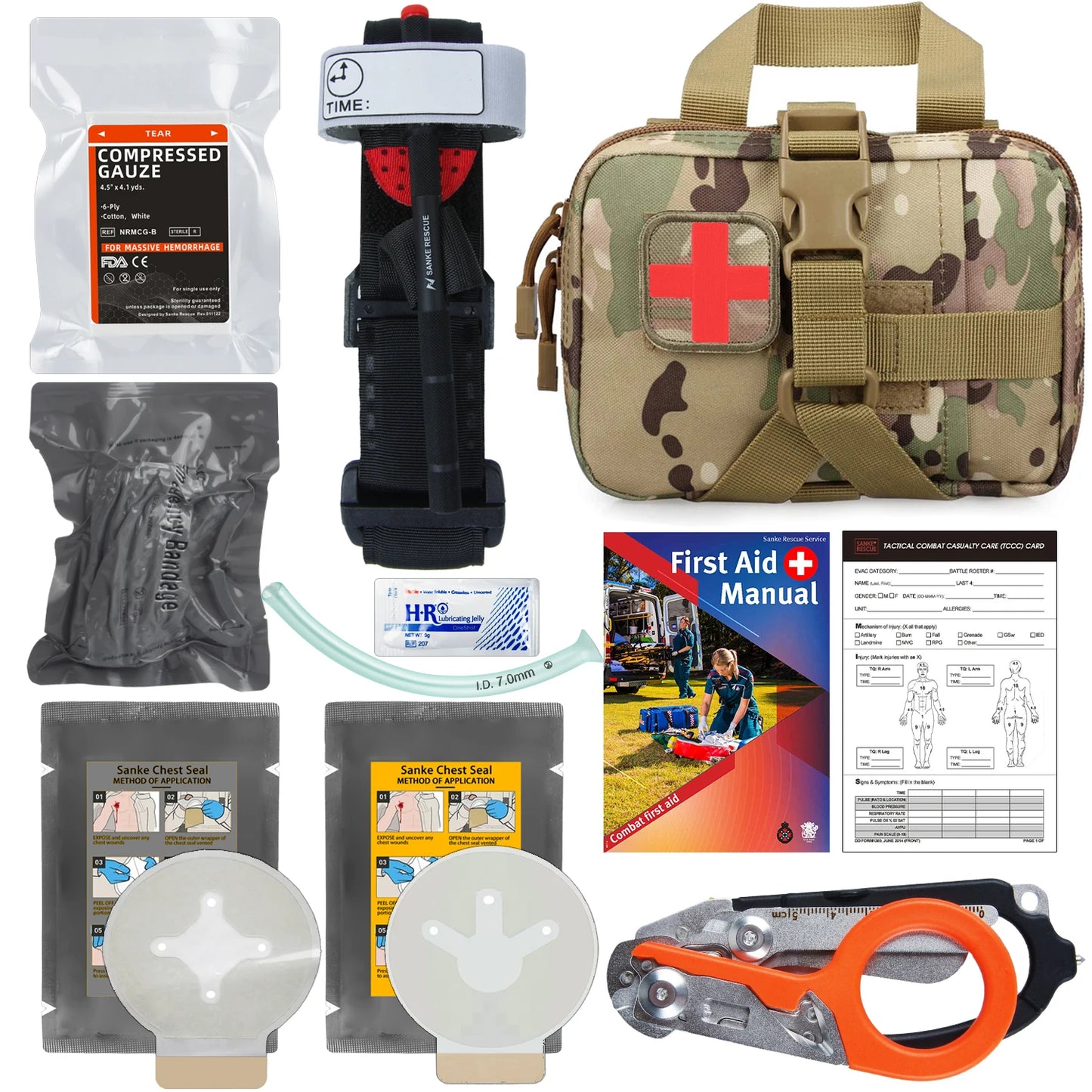 SanKe Rescue IFAK First-Aid Kits EDC Trauma Combat Training Survival Kit Tourniquet Israeli Bandage Chest Seal Camping Militar