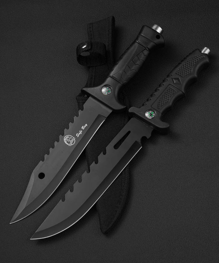 Outdoor sharp straight knife, black large knife, knife, mountaineering knife, multi-function survival knife, self-defense knife