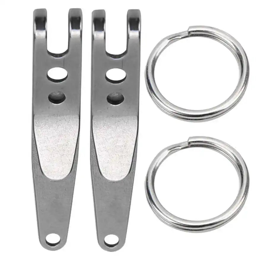 2Pcs Mini Outdoor Belt Clip Stainless Steel Suspension Pocket Clip Key Holder with Keychain Outdoor Tools