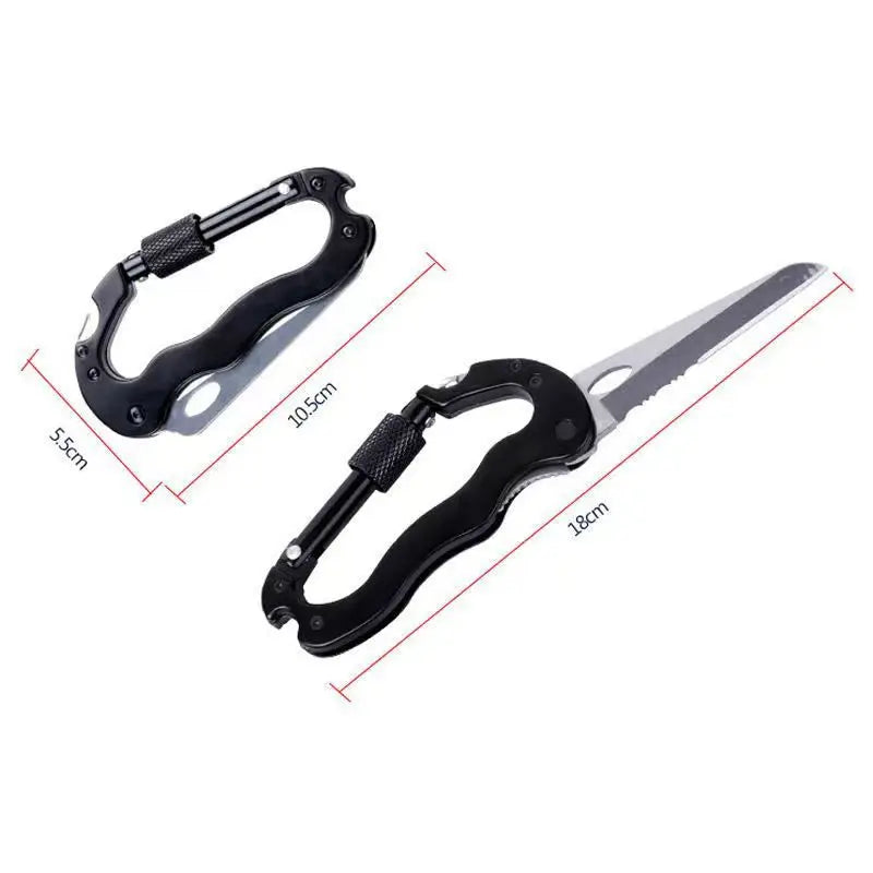 Outdoor Multi-functional Carabiner Knife Quickdraw Knife Saw Mountaineering Hiking Camping EDC Tool Folding Knife