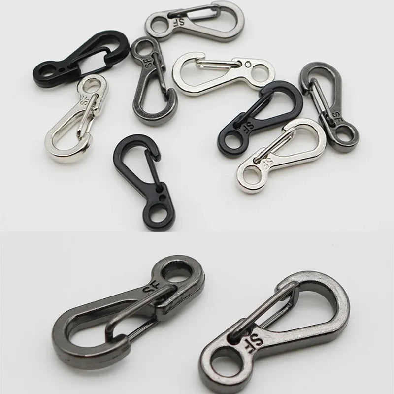 20Pcs Mini Spring Carabiners Set Outdoor EDC Rope Clasps Keychain Camping Hooks Paracord Clips Tactical Survival Buckle