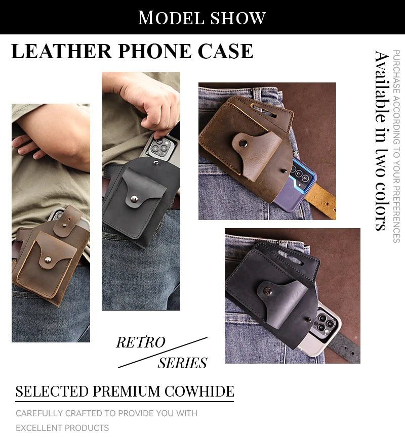 1pcTop Layer Cowhide Men's Casual Waist Bag, Daily Commuting Gift, Change Mobile Phone Bag, Multi-Functional Men's Bag