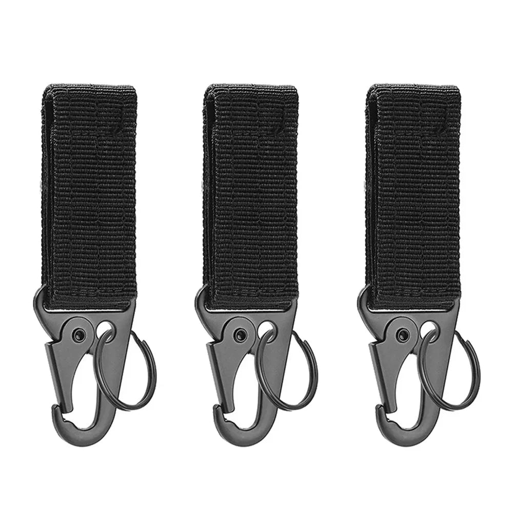 3Pcs Tactical Carabiner Outdoor EDC Keychain Nylon Webbing Keys Holder Camping Backpack Belt Hook Hanging Buckle Muilter Clip