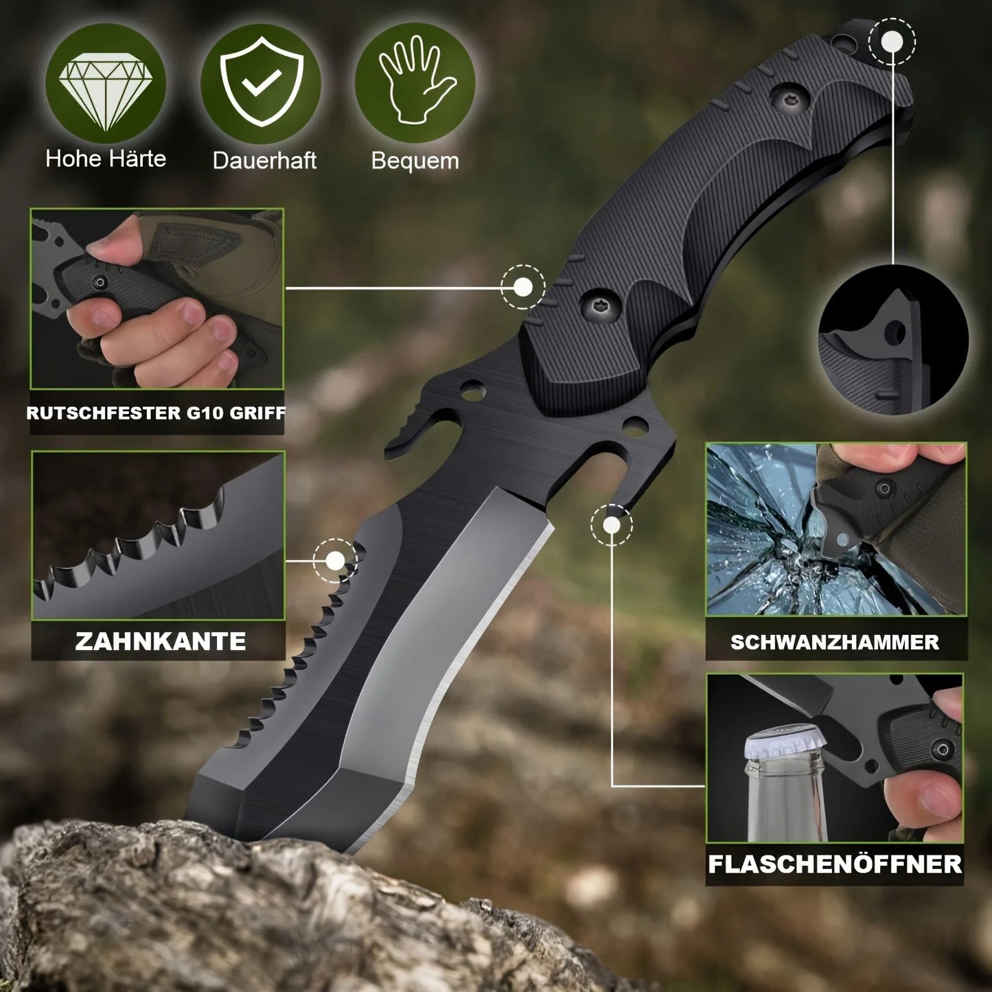 Survival Knife, EDC Portable Pocket Knife, Self-Defense, Outdoor Multi-purpose Survival Knife and Cutting Knife