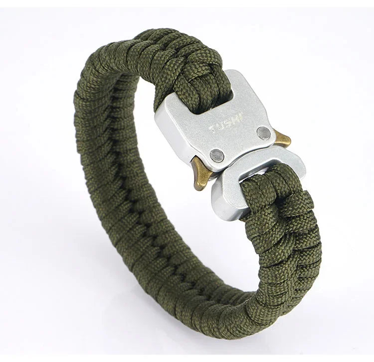 Outdoor Travel Camping Hiking 7 Core Paracord Braided Weave Plastic Buckle Paracord Survival Bracelet