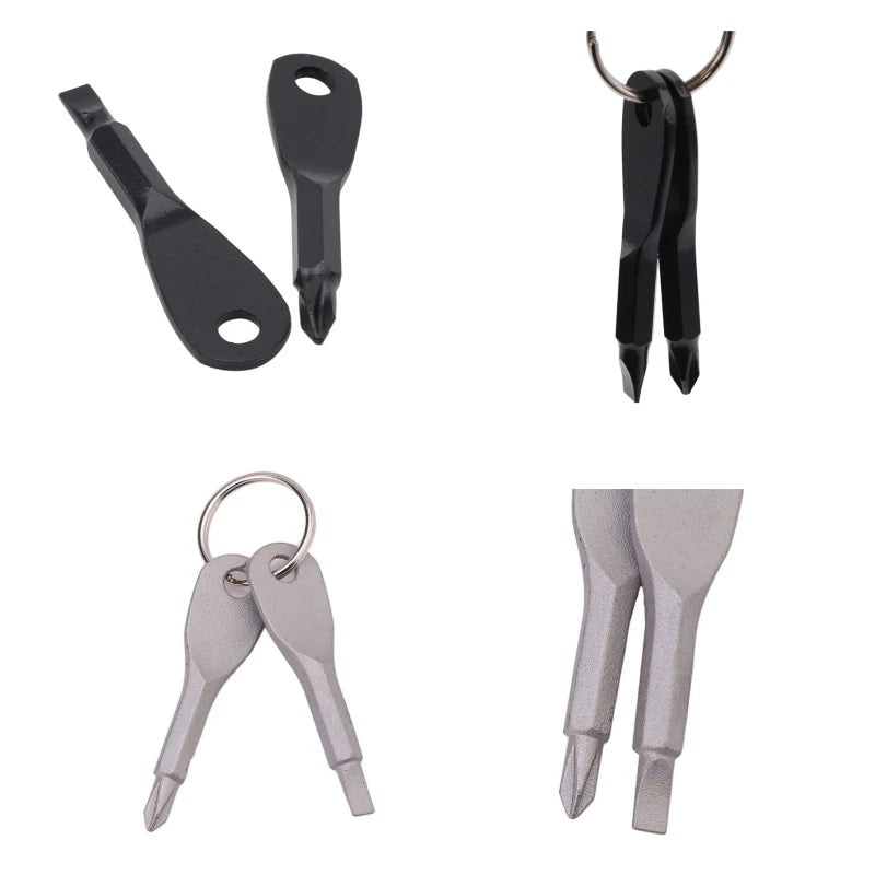 2Pcs Keychain Key Ring Phillips Screw Mini Portable Screwdriver Outdoor Survival Edc Camping Gear Climbing Multi Tool