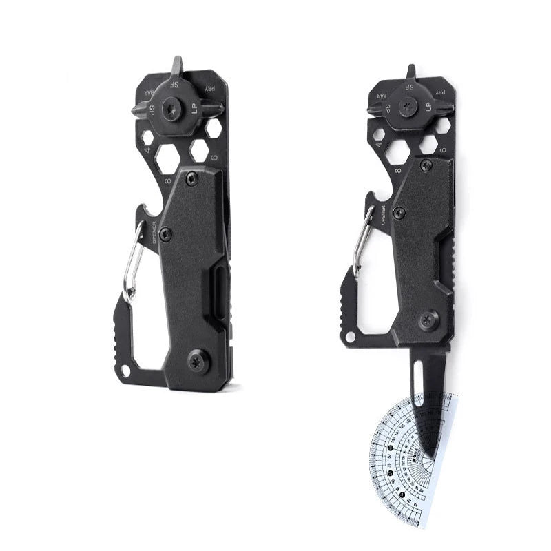 Stainless Steel Folding Knife Multifunction Outdoor Tool Fruit Cutting Picnic Peeling Keychain Camping Carabiners Screwdriver