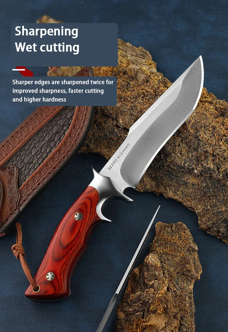 Lion King Outdoor Straight Knife Camping Survival Knife Defense Knife Mini Pocket Knife Wilderness Survival Knife m390