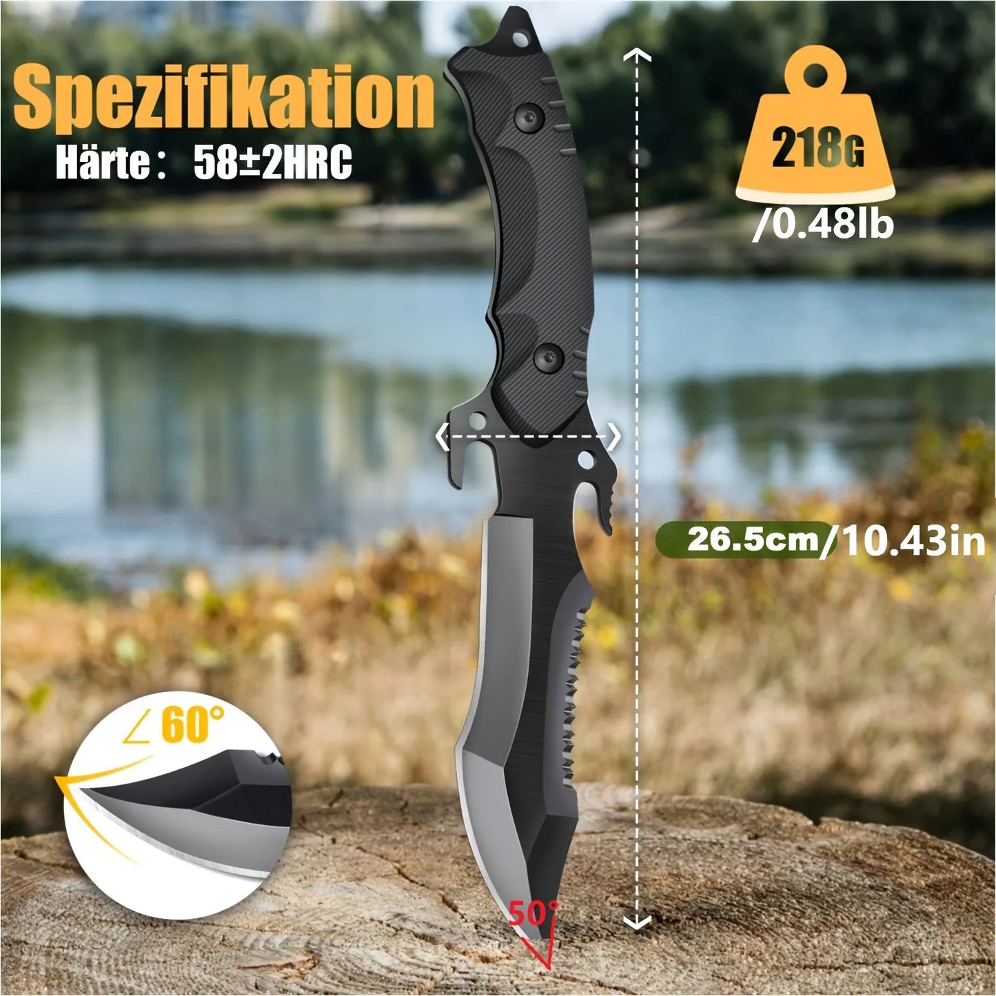 Survival Knife, EDC Portable Pocket Knife, Self-Defense, Outdoor Multi-purpose Survival Knife and Cutting Knife