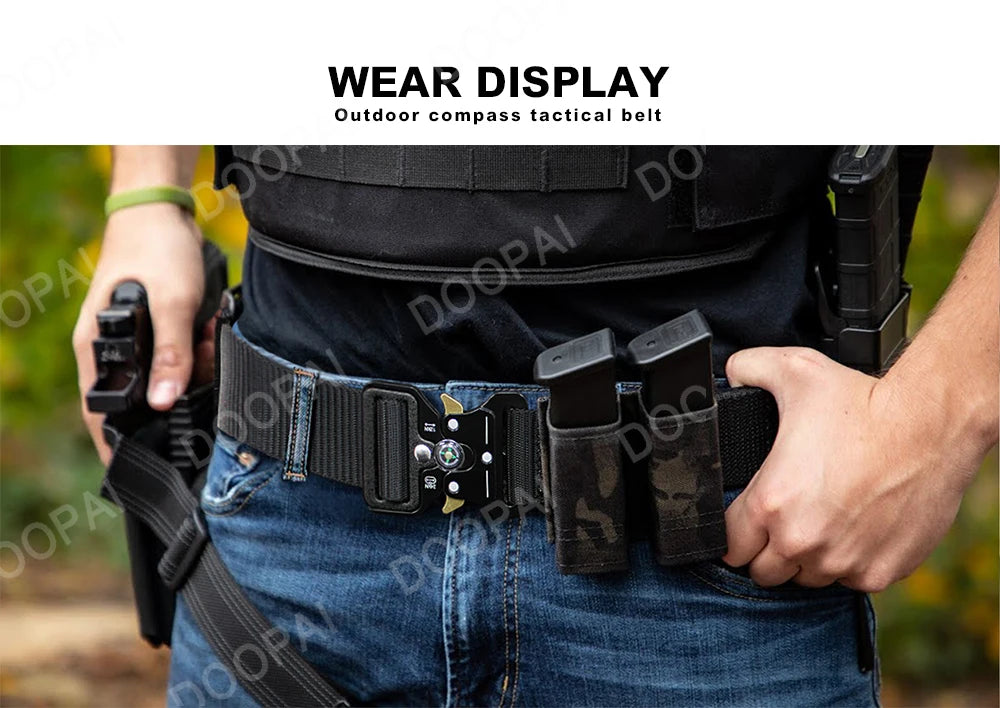 Doopai Men's Belt Army Outdoor Hunting Compass Tactical Multi Function Combat Survival Marine Corps Canvas Nylon Luxury Belts