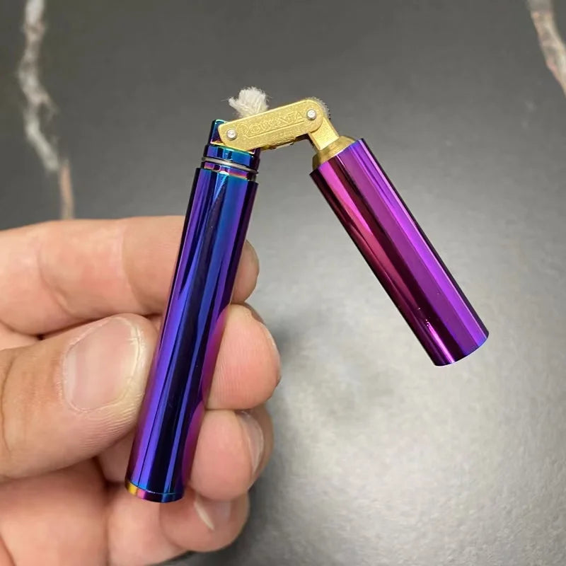 2024 New Brass Kerosene Nunchakus Lighters Windproof Mini Retro Grinding Wheel Ignition Flint Free Fire Men Smoking Toy Gift