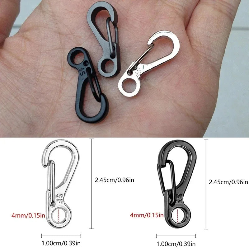 20Pcs Mini Spring Carabiners Set Outdoor EDC Rope Clasps Keychain Camping Hooks Paracord Clips Tactical Survival Buckle