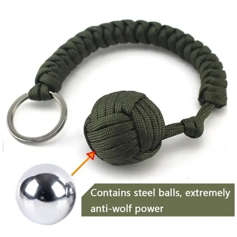 Use this braided outdoor paracord key ball Outdoor protection tool Outdoor paracord survival keychain 1PC