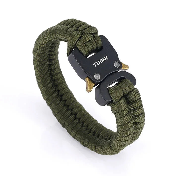 Outdoor Travel Camping Hiking 7 Core Paracord Braided Weave Plastic Buckle Paracord Survival Bracelet