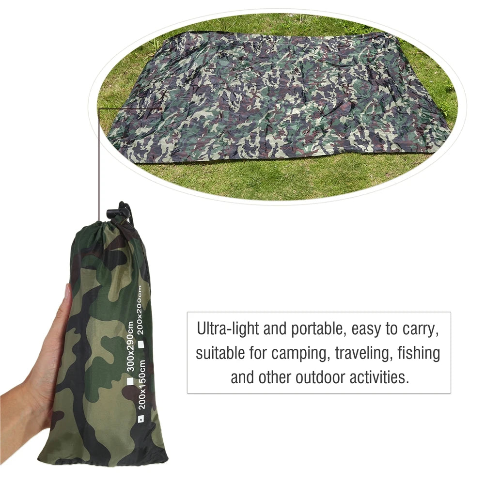 Outdoor Tarp Shelter, Camouflage Outdoor Rainproof Mat, Lightweight Tarp Shelter for Camping, Traveling - 3x2.9m UV Protection