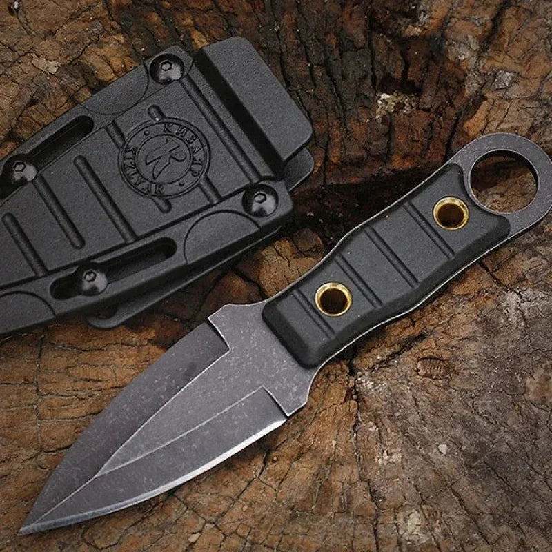 2024 New Camping Survival Tactical Small Straight Knife with K Sheath, Hiking, Portable Versatile Outdoor Knife, High Hardness