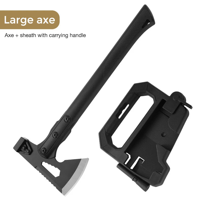 Multifunctional tactical axe open axe head knife outdoor defense survival camping tree chopping wood axe worker axe with sheath