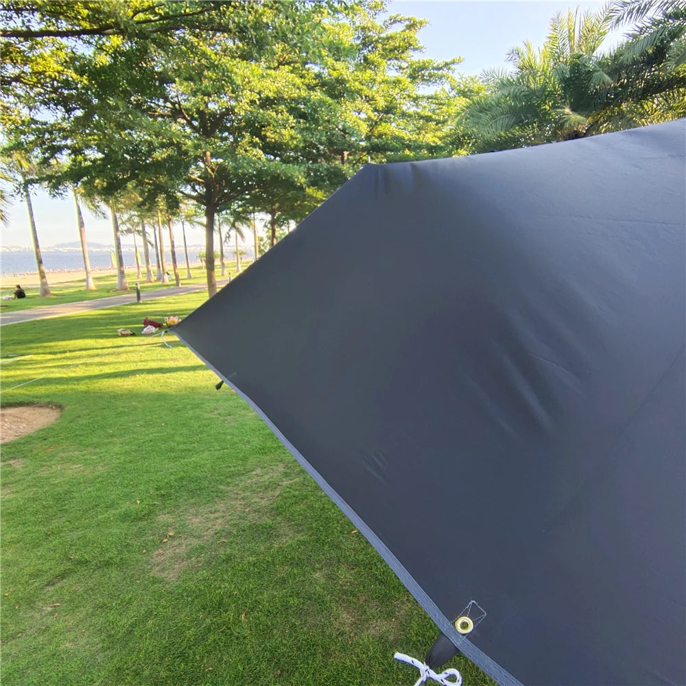 19 Hanging Points Camping Tarp Set 3x3 4x4 Waterproof Outdoor Sun Shelter Backpacking Hiking Black Car Side Awning Camo Tarp 3x4