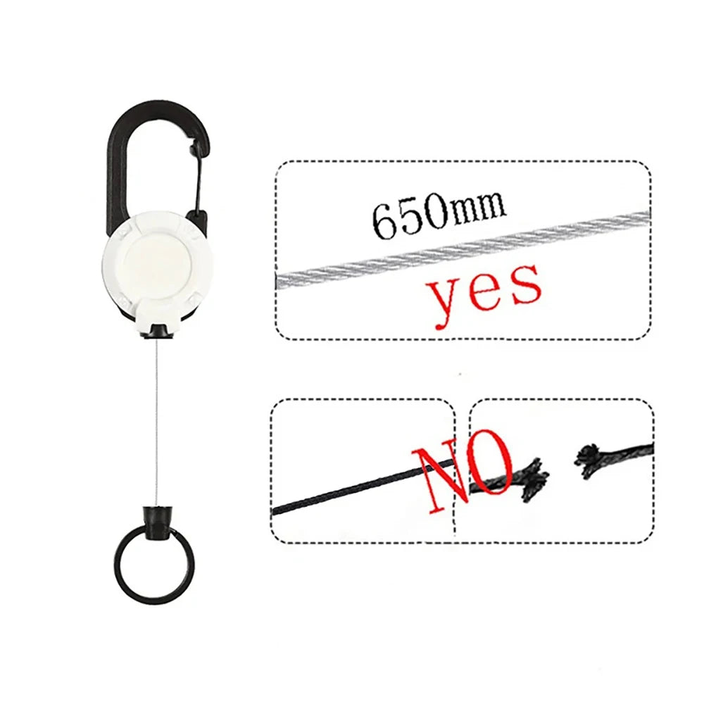 Outdoor Automatic Heavy Duty Retractable Wire Rope Luya Anti-theft Tactical Carabiner Keychain Telescopic Hook Tool Camping Gear