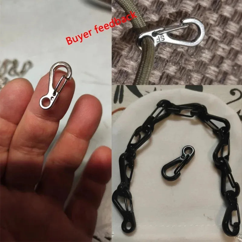 20Pcs Mini Spring Carabiners Set Outdoor EDC Rope Clasps Keychain Camping Hooks Paracord Clips Tactical Survival Buckle