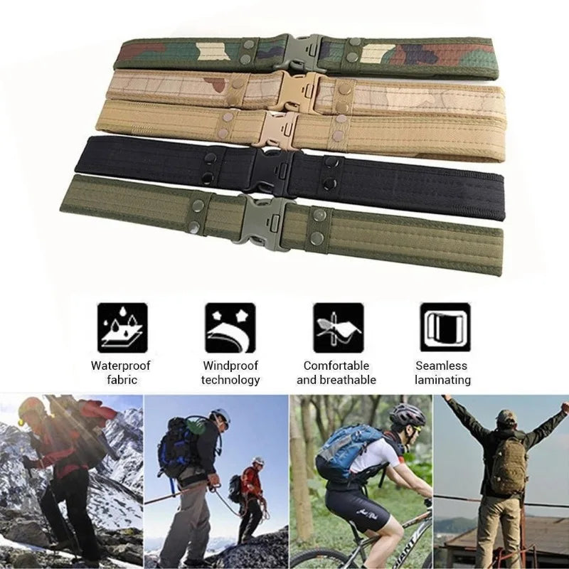 1pc Camouflage Men's Belt Adjustable Outdoor Heavy Duty Combat Nylon Webbing Belt Perfect For Mountains-climbing Fishing Hiking