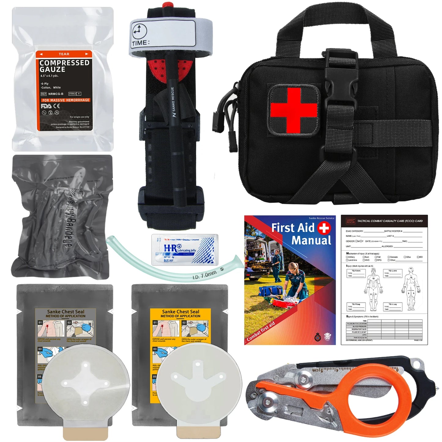 SanKe Rescue IFAK First-Aid Kits EDC Trauma Combat Training Survival Kit Tourniquet Israeli Bandage Chest Seal Camping Militar