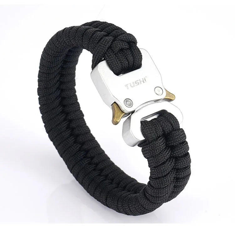 Outdoor Travel Camping Hiking 7 Core Paracord Braided Weave Plastic Buckle Paracord Survival Bracelet