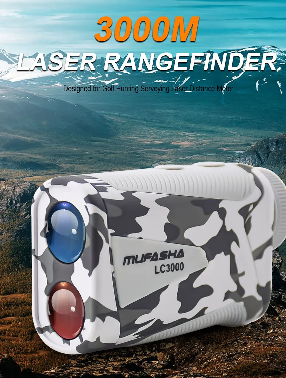 MUFASHA-High Accuracy Laser Rangefinder, Angle Measurement, Height Measurement, 6X Magnification, Li-Ion Battery, 3000m